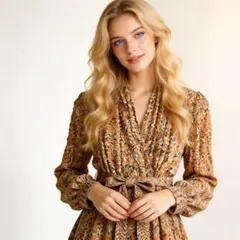 美品 forte_forte シルク混 総柄 ジャケット ベルト イタリア製 F