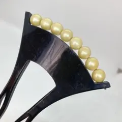 010502 樹脂　結婚式　鼈甲黒甲風　パール　バチ　かんざし
