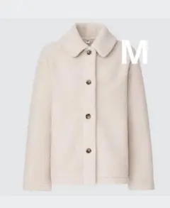 【ユニクロ 】ボアフリースステンカラーショートコート オフホワイト ★Mサイズ