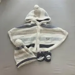 ジェラートピケ　ベビーポンチョ・帽子・靴下セット 70-80cm