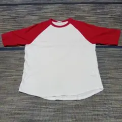 GU ラグランスリーブ Tシャツ ホワイト/レッド