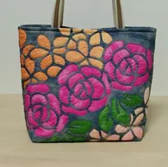 ハンドメイド・ハイビスカス・モンステラ・ハワイアンキルトバッグ