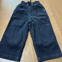 未使用しまむら裏フリースあったか ダークデニム ワイドパンツ120