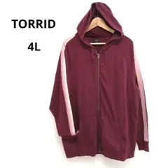 【トリッド】フルジップ パーカー 大きいサイズ 袖ライン スポーティー 4L