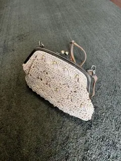 ベージュ 編み物 ショルダーバッグ