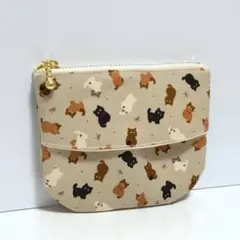 ベージュのミニ猫　ティッシュケース ミニポーチ　ハンドメイド