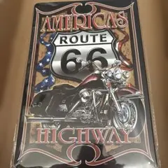 ブリキ看板　アメリカン・ルート66 バイクデザイン