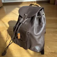 【正規品】GUCCI オールドグッチ バンブー リュックサック レザー ブラウンのサムネイル
