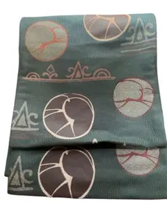 名古屋帯 緑色 円形模様