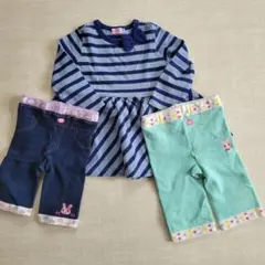 ストライプドレス風ニットワンピースとパンツセット　ミキハウス