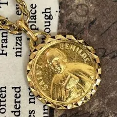 20s ヴィンテージ 聖ベネディクト ネックレス 銀無垢 シルバー蟹刻印 