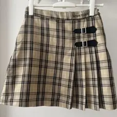 LOVETOXIC チェック柄スカート ショートパンツ付きLサイズ卒業ベージュ