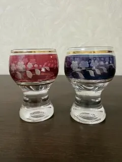 ボヘミアンガラス　ペア冷酒グラス