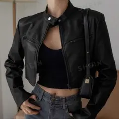 フェイクレザージャケット　ブラック