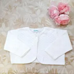 最終価格　familiar　ファミリア　透かし編み　カーディガン　70　ホワイト