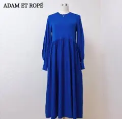 ADAM ET ROPÉ ニットワンピ バックボタン F ブルー