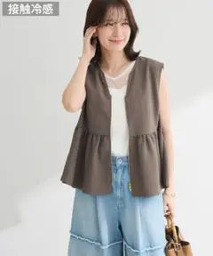 ベスト　ぺプラムベスト　ジレ　タンクトップ　ノースリーブ