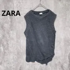 ZARA ノースリーブ　ブラック　デザイントップス　シック　レディース