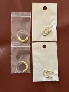 ゴールド シルバー 、ゴールドクリアイヤーカフ 6個セット