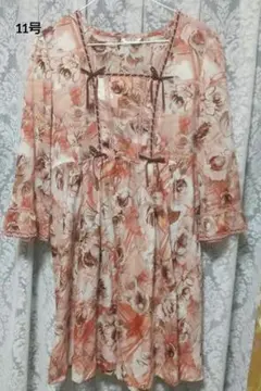 used 中古 花柄 チュニック ワンピース 11号
