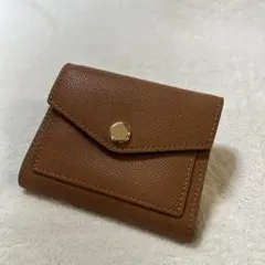 【未使用】本革 三つ折りミニ財布 キャメル ブラウン エンベロープ型のサムネイル