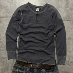 00s archive grunge henley gray tee y2kのサムネイル
