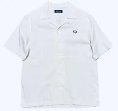 開襟オープンカラーボックス刺繍ロゴアイボリー生成FREDPERRY半袖シャツL位のサムネイル