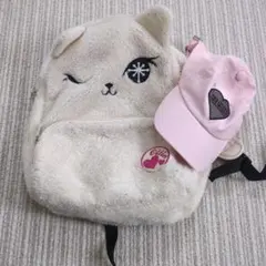 OLLINKRI クリーム色リュック 動物デザイン