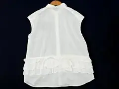 美品☆カージュ★フリルシャツ★白★フレンチスリーブ☆彡半袖★Khaju