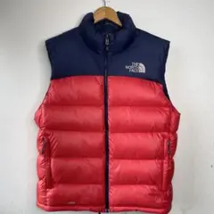 THE NORTH FACE ダウンベスト ネイビー/レッド　L メンズ
