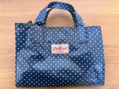 【美品】キャスキッドソン ネイビー ドット柄 ハンドバッグ