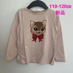 110-120㎝❤️新品！可愛い猫ちゃんロンT♡リボン　キャット　クリスマス