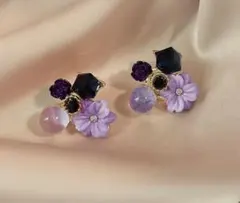 925 シルバー ニードル メッキ 14K アメジスト スタッド イヤリング