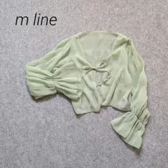 m line エムライン シアー楊柳ショートブラウス 前後2WAYで着用可能 緑