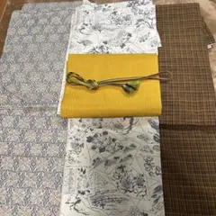 着物セット 帯付き 紬絹100% 　　３着未着品上質品