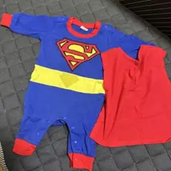 スーパーマンロンパース 赤いケープ付き ベビー服 長袖 90cm