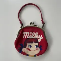 milky×AYANOKOJIのコラボ ペコちゃん がま口 値下げ