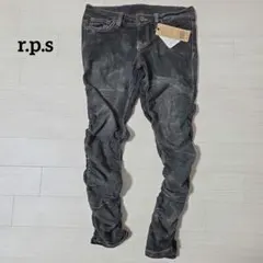 【未使用】r.p.s　サイドシャーリングデニムパンツ　M　ブラック　黒のサムネイル