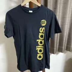 adidas アディダス　Tシャツ　L ブラック　ゴールドロゴ　ネオ