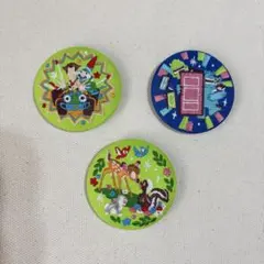 刺繍缶バッチ　トイストーリー、モンスターズインク、バンビ