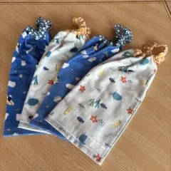 ハンドメイド　おりこうエプロンタオル　4枚セット　海の生き物　乗り物ヘリコプター