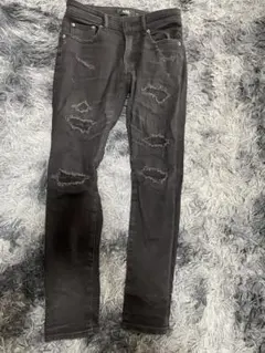 AZUL ブラック スキニーデニム ダメージ加工