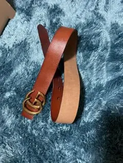 GUCCIブラウンレザー ベルト ゴールドバックル