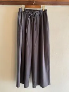 ブラウングレー ワイドパンツ ウエストゴム