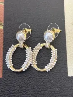 金属 パール ビーズ ピアス