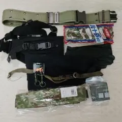 戦闘用個人装具一式ガンホルダ-.弾帯、彈嚢、ド−ラン等