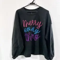 グリッターロゴ「Merry Everything」裏起毛スウェットトレーナー