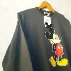 ミッキーマウス　トレーナー　新品　ディズニー　M　グレー　メンズ　Mickey