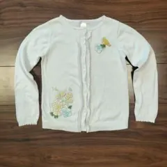 キッズ カーディガン 白 刺繍
