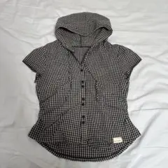 RAY CASSINフードチェックコンパクトシャツ FREE Sizeのサムネイル